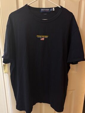 Ralph Lauren Polo Sport Navy Tee with Yellow Logo